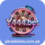 A colorful 3D digital illustration of the “Y444Bet Game” logo displayed over a glowing casino-style roulette wheel with neon accents on a blue background.