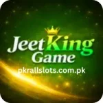 JeetKing Game logo with golden crown above text on green glowing background with light streak effect